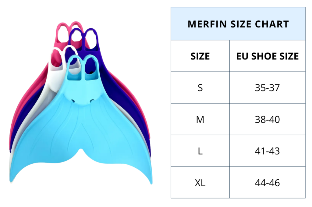 Silicone MerFin Size Chart Silicone MerFin Size Chart